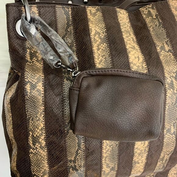 Amara Vegan Leather Snake Stripe Hobo Bag - Picture 2 of 8
